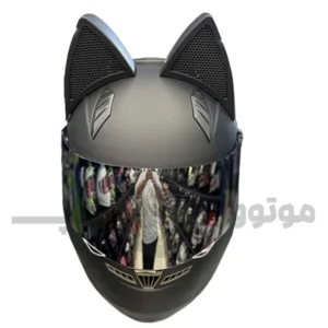 کلاه کاسکت فک ثابت گوش دار برند نیترینوس مشکی مات