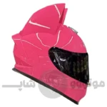 کلاه کاسکت فک ثابت گوش دار برند IBK صورتی