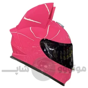 کلاه کاسکت فک ثابت گوش دار برند IBK صورتی