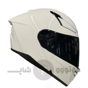 کلاه کاسکت فک متحرک برند ردلاین مدل 960 سفید با طلق دودی