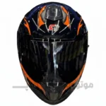 کلاه کاسکت فک ثابت برند استیل برد مدل SBH57 مشکی براق نارنجی