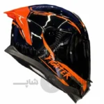 کلاه کاسکت فک ثابت برند استیل برد مدل SBH57 مشکی براق نارنجی