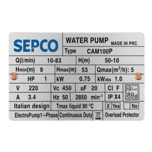 پمپ آب یک اسب جتی برند سپکو مدل CAM100P