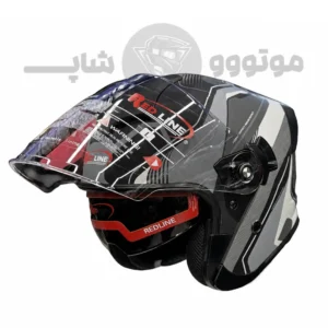 کلاه کاسکت بدون فک ردلاین مدل 966 مشکی مات خاکستری