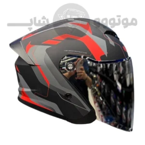 کلاه کاسکت بدون فک ردلاین مدل 966 مشکی مات قرمز