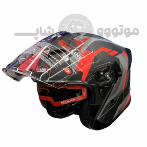 کلاه کاسکت بدون فک ردلاین مدل 966 مشکی مات قرمز